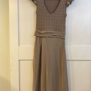 BCBGMaxAzria Taupe Knit / Silk Dress